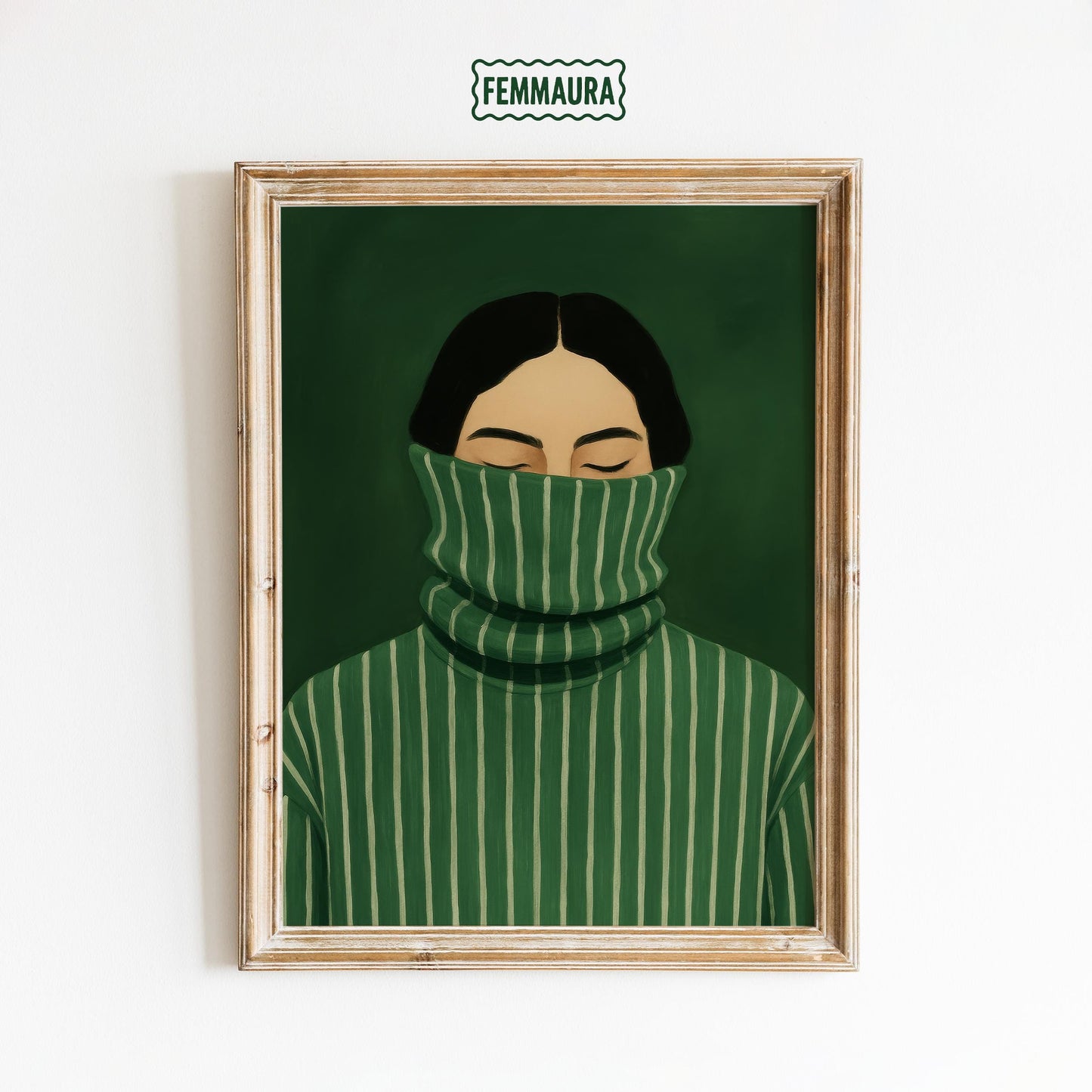 Green Turtleneck Poster – Minimalist Wall Art With Quiet Confidence Illustration