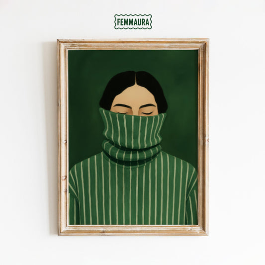 Green Turtleneck Poster – Minimalist Wall Art With Quiet Confidence Illustration