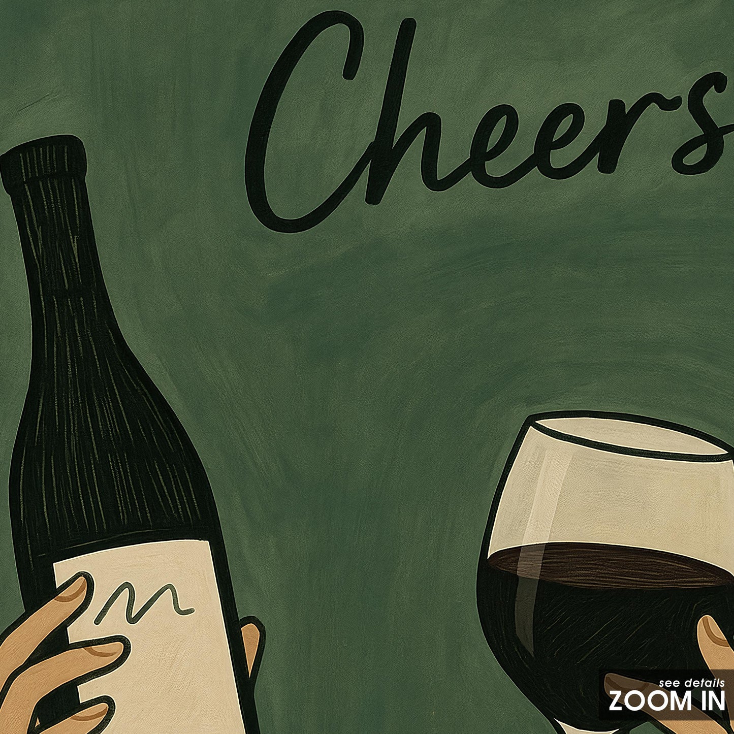 Cheers Wine Poster – Minimalist Bar Wall Decor | Modern Kitchen Print