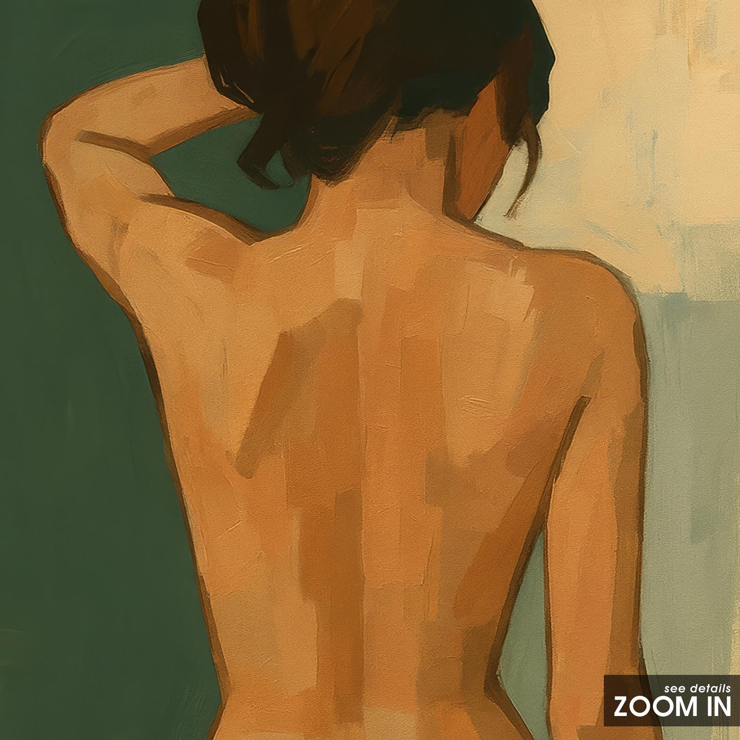 Minimalist Nude Art – Feminine Wall Decor | Green Gold Print | Bedroom Art Print