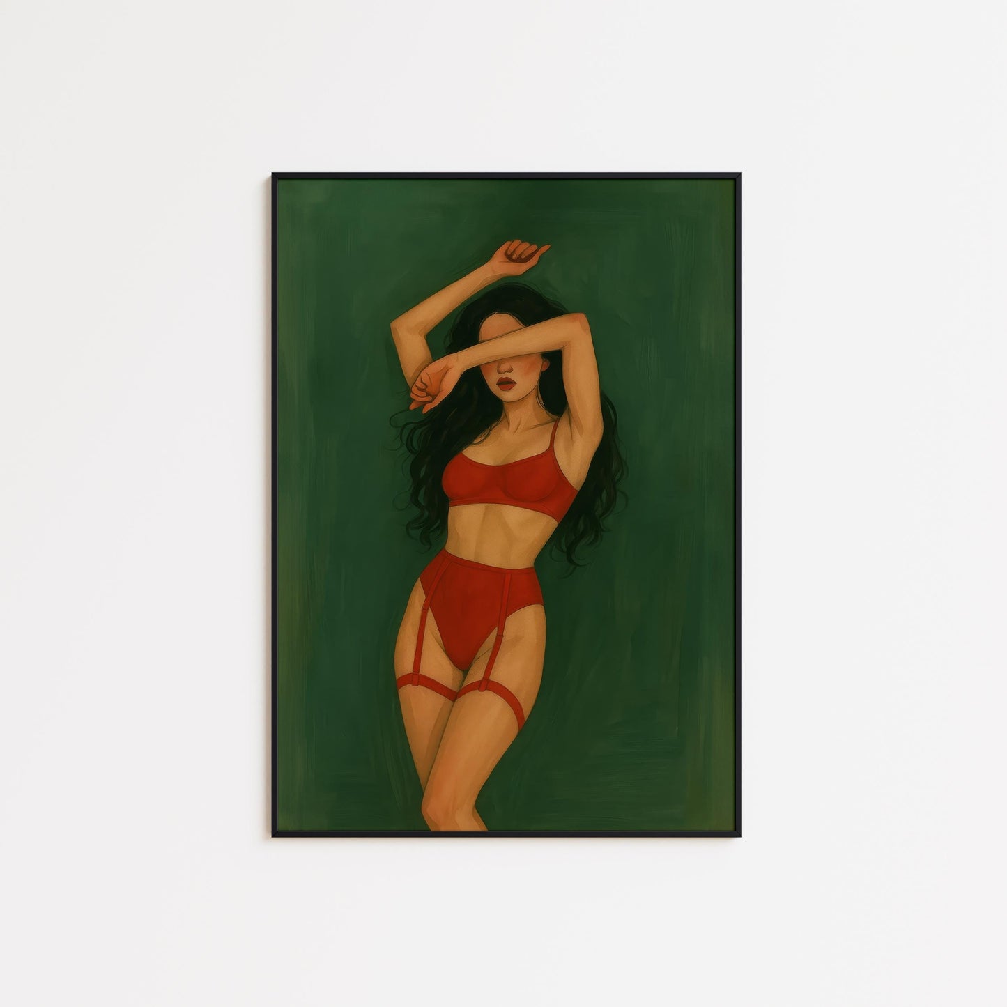 Red Lingerie Wall Art – Minimal Boudoir Print With Feminine Strength