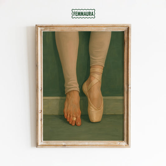 Ballet Art Print – Minimalist Pointe Shoe Wall Art With Barefoot Elegance