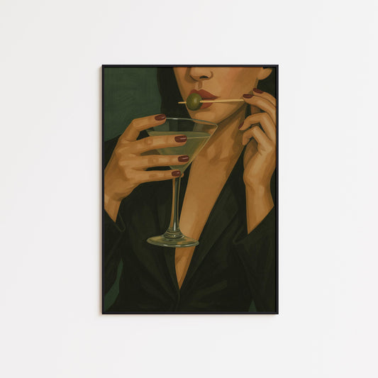 Martini Woman Poster – Elegant Dark Feminine Art | Chic Lounge Wall Decor