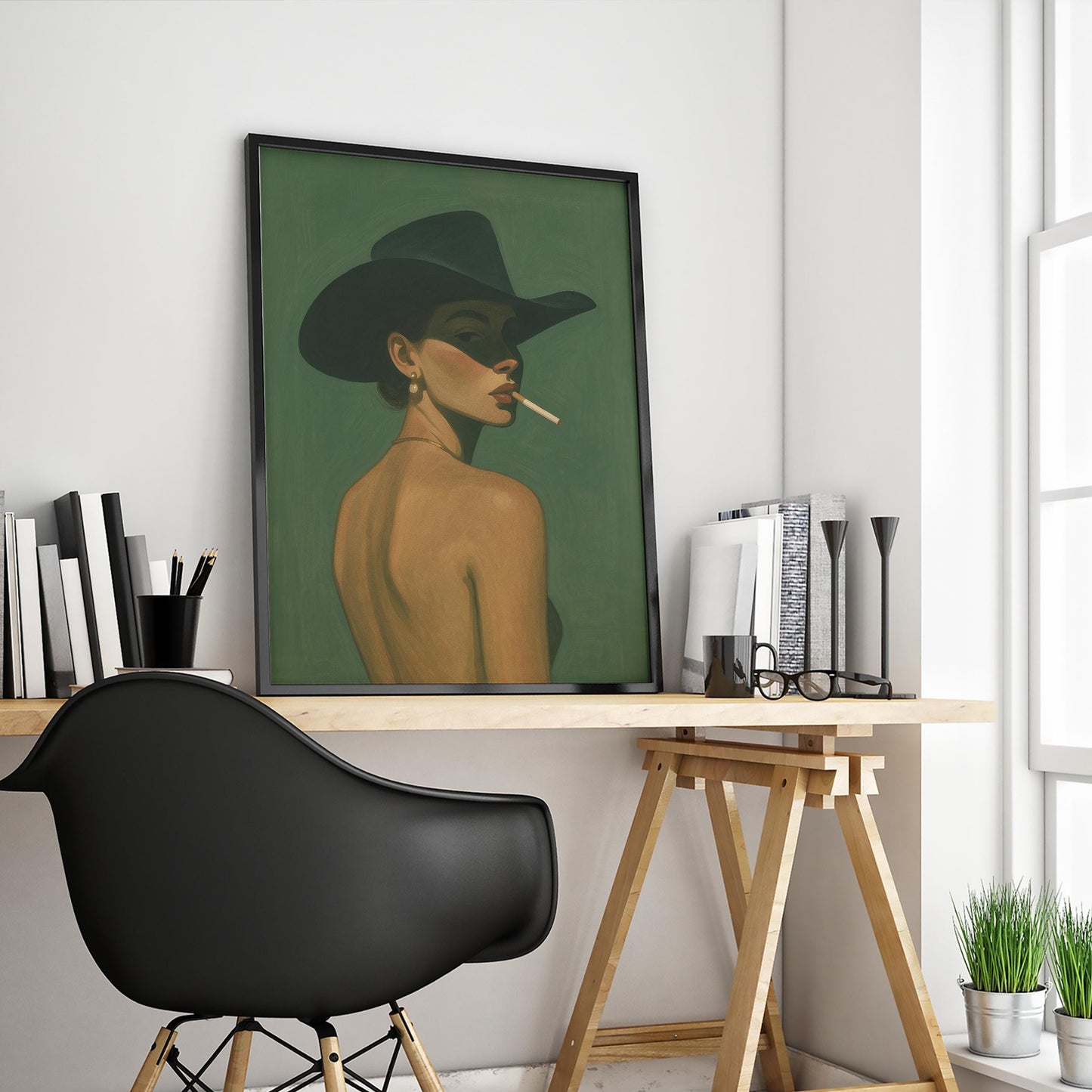 Cowgirl Shadow Poster – Bold Western Wall Art With Femme Silhouette