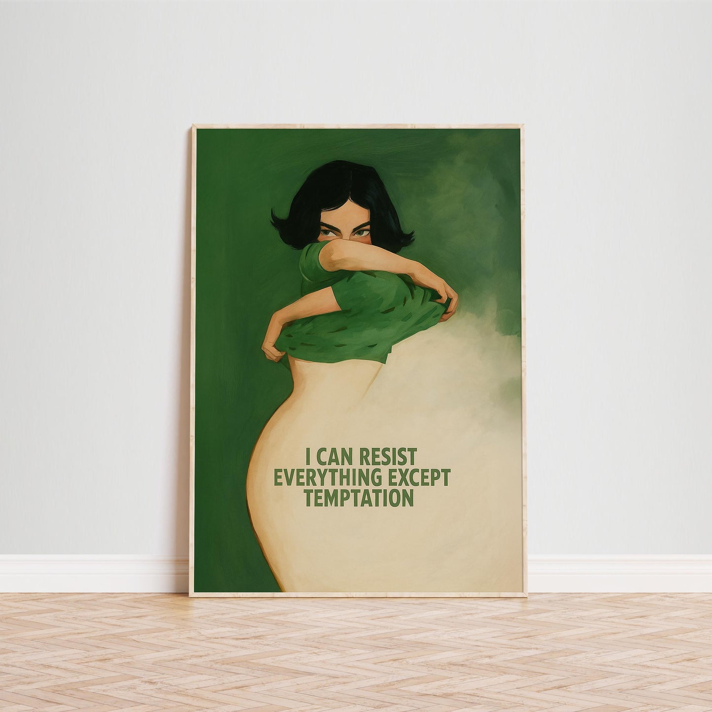 Feminine Art Print – Bold Green Minimalist Poster | Sensual Wall Art