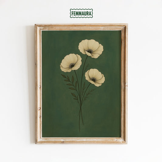 Minimalist Poppy Poster – Vintage Botanical Art | Elegant Floral Wall Decor