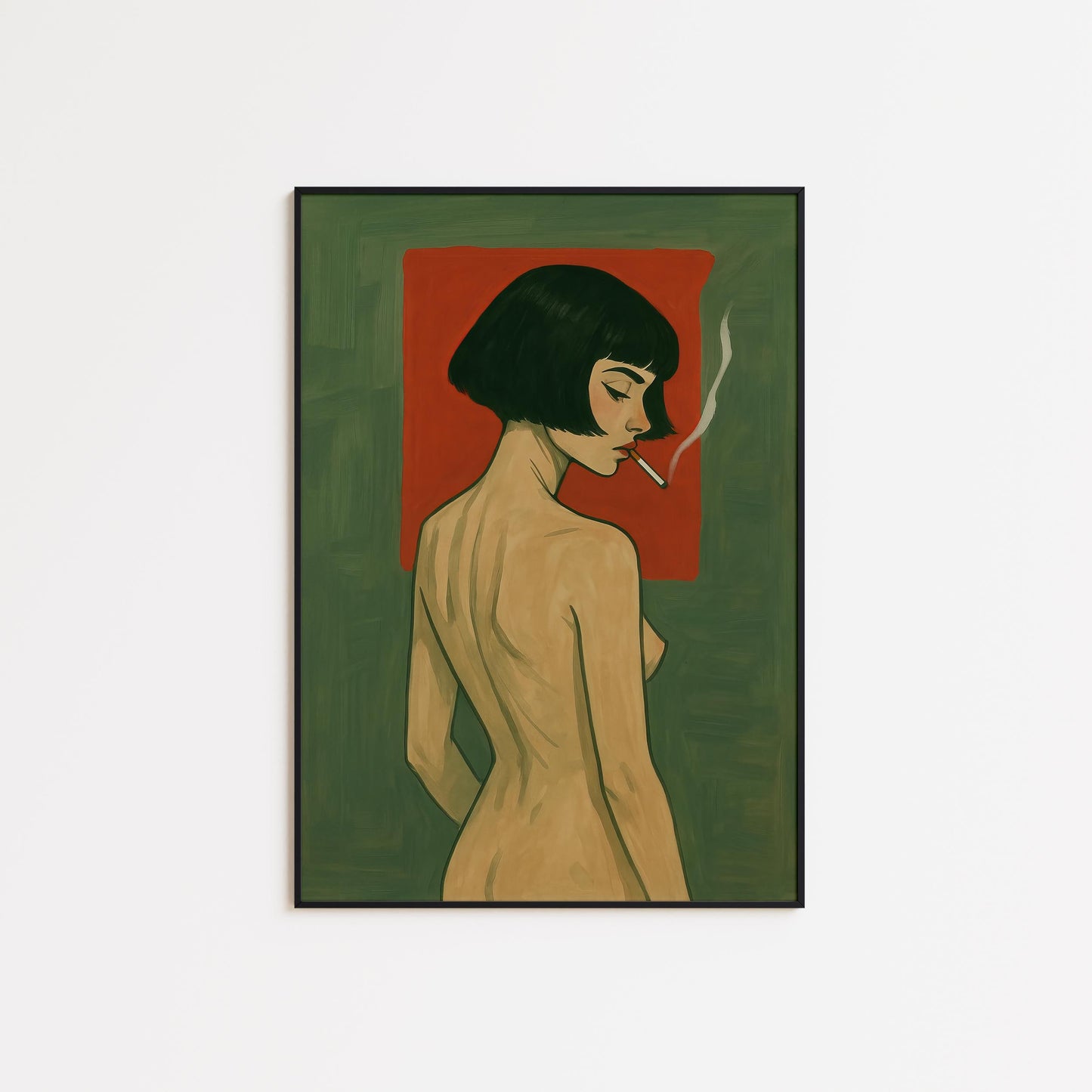 Moody Nude Woman Poster – Bold Retro Wall Art With Dark Feminine Energy