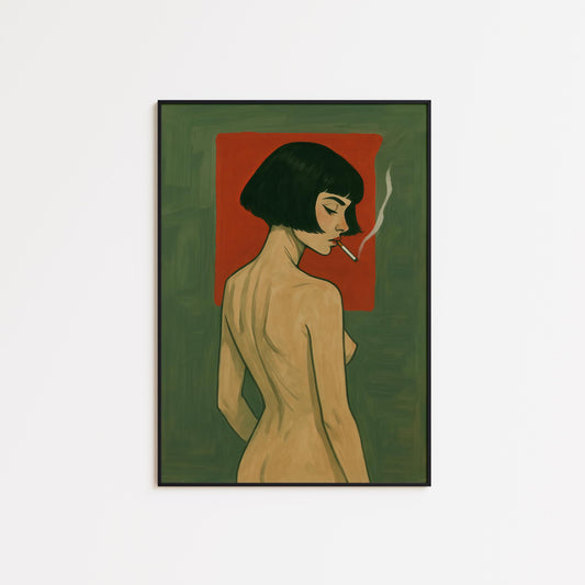 Moody Nude Woman Poster – Bold Retro Wall Art With Dark Feminine Energy