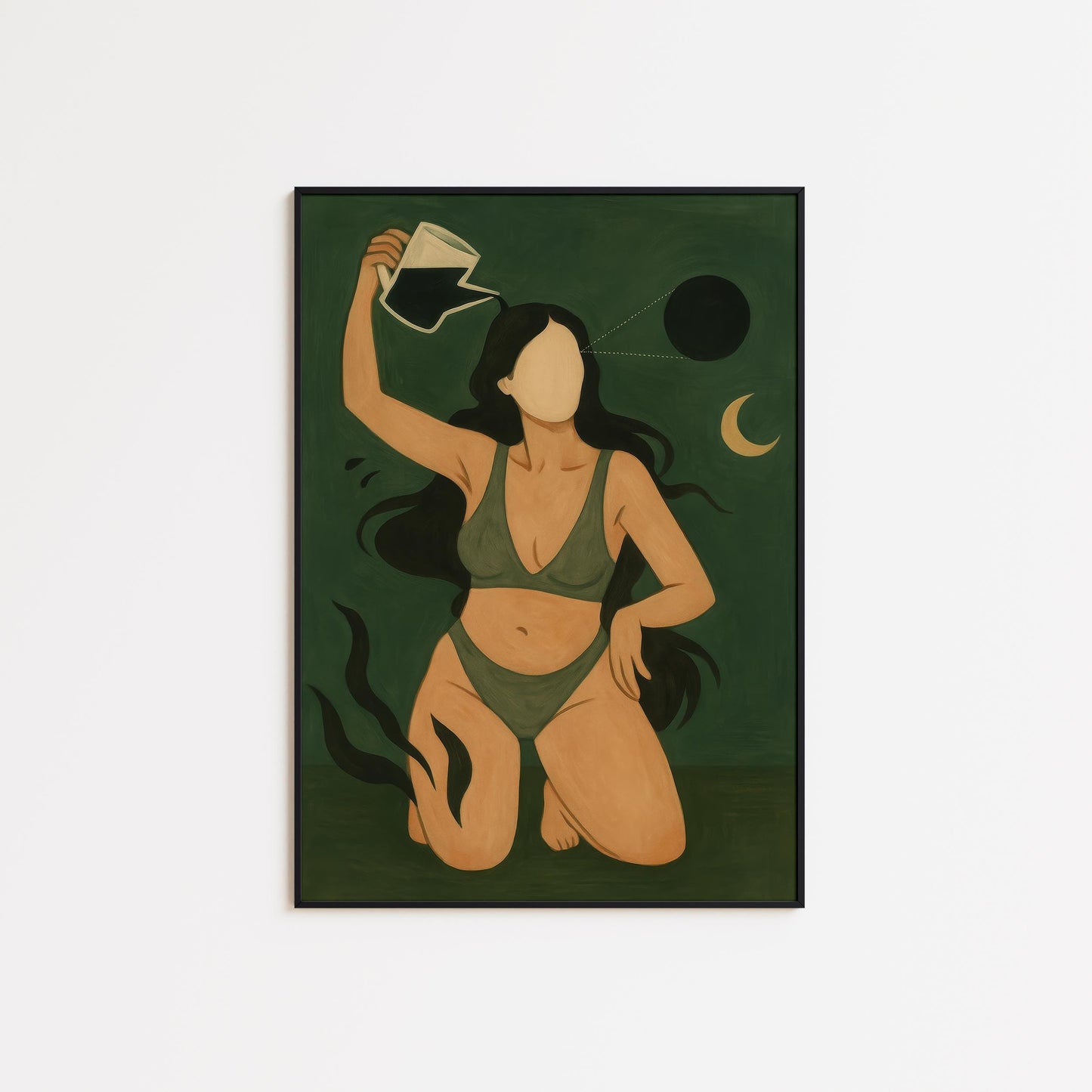 Feminine Energy Poster – Abstract Woman Print | Surreal Moon Phase Art