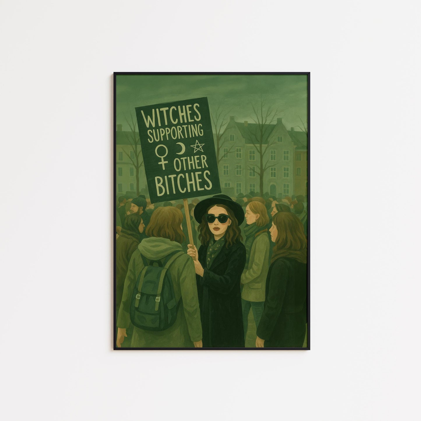 Feminist Protest Poster – Bold Witch Wall Art | Green Witchy Home Decor