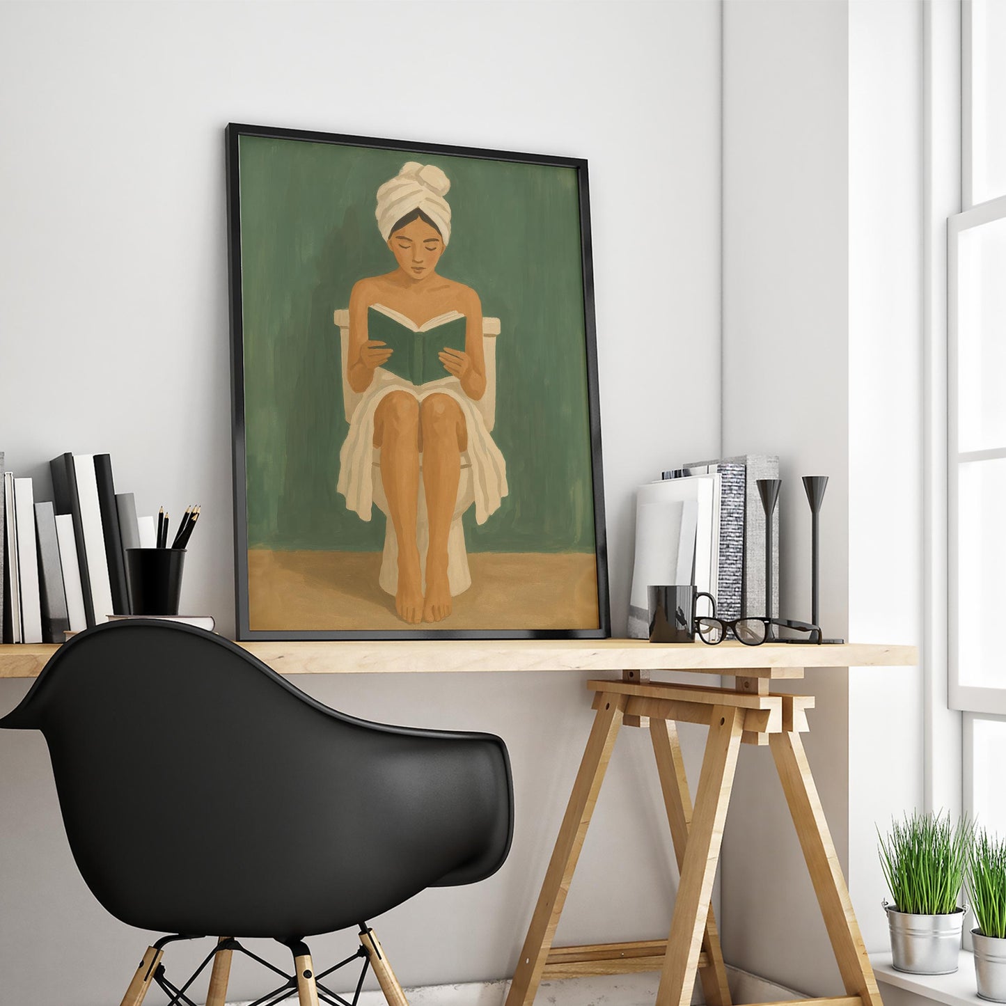 Vintage Bathroom Art – Feminine Bathroom Poster | Cozy Reading Nook Art Print