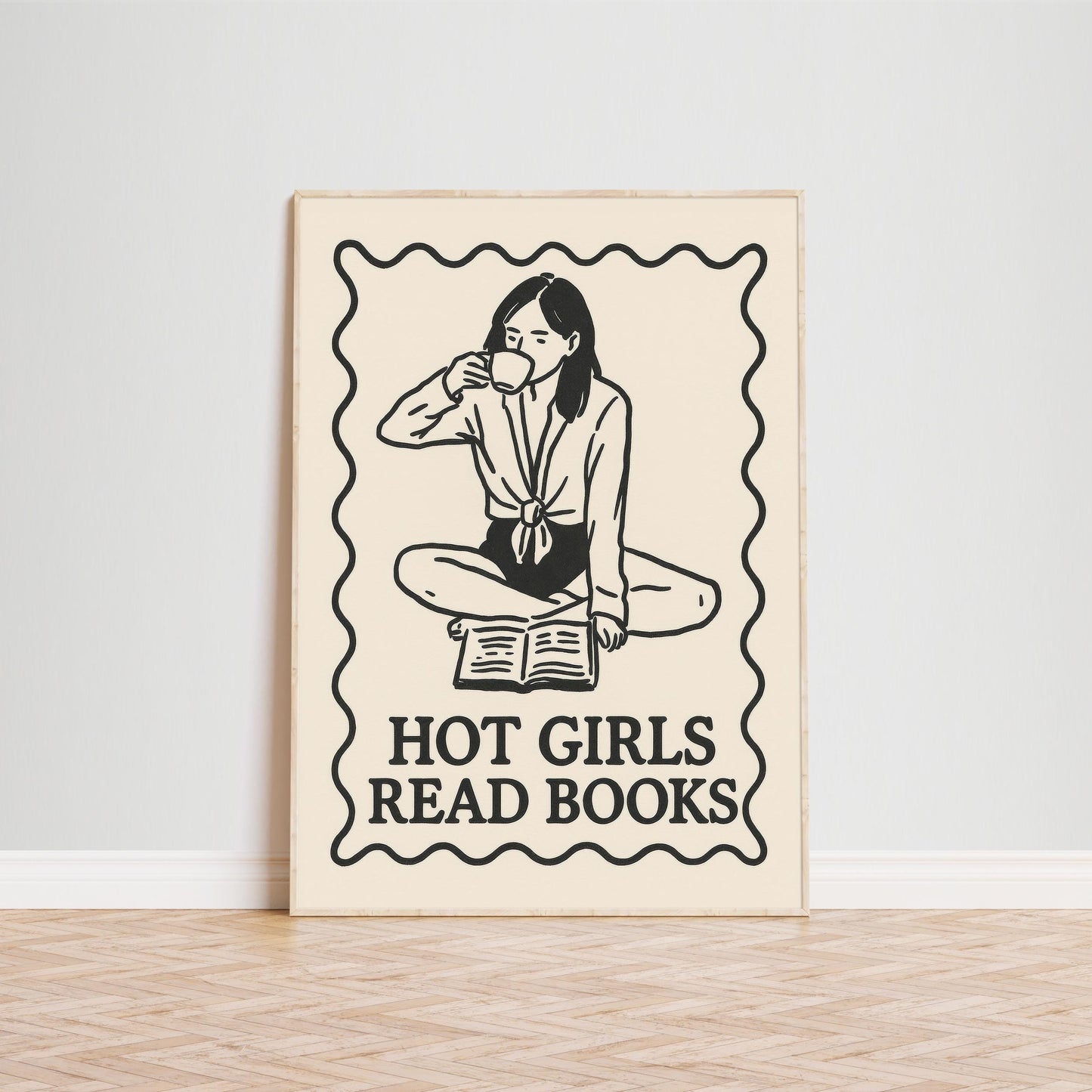 Minimalist Feminist Poster – Feminist Wall Art Black Beige Print for Reading Room Decor