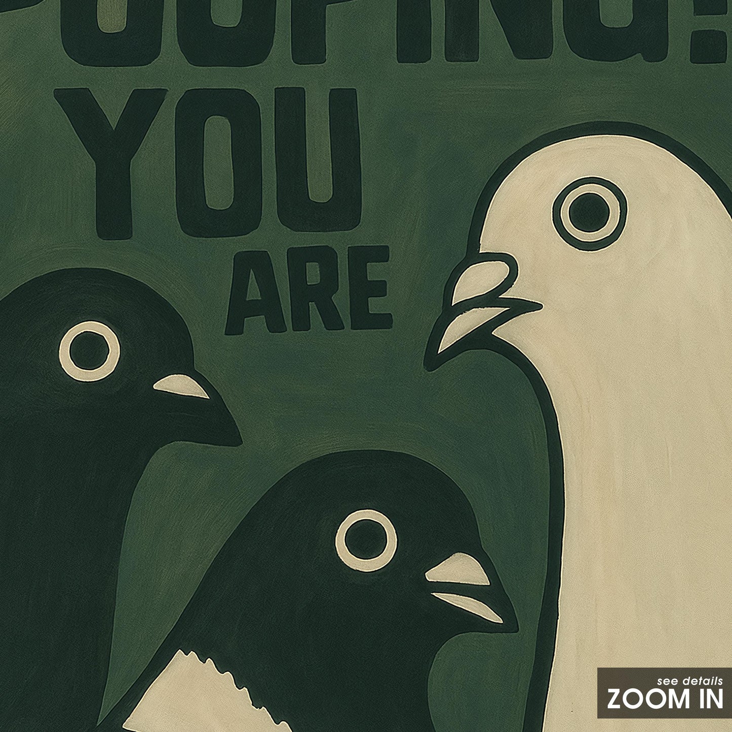 Funny Pigeon Poster – Quirky Bird Wall Art | Playful Retro Modern Design