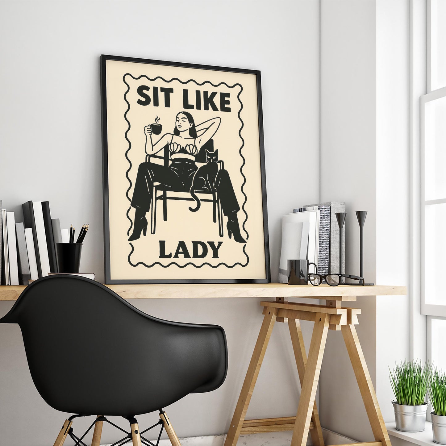 Feminist Poster – Bold Wall Art with Cat Lover Decor and Empowering Quote
