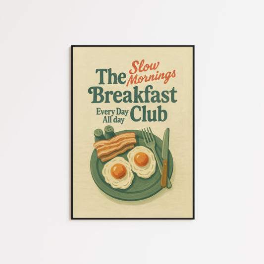 Retro Kitchen Wall Art – Breakfast Club Poster With Vintage Typography & Cozy Decor