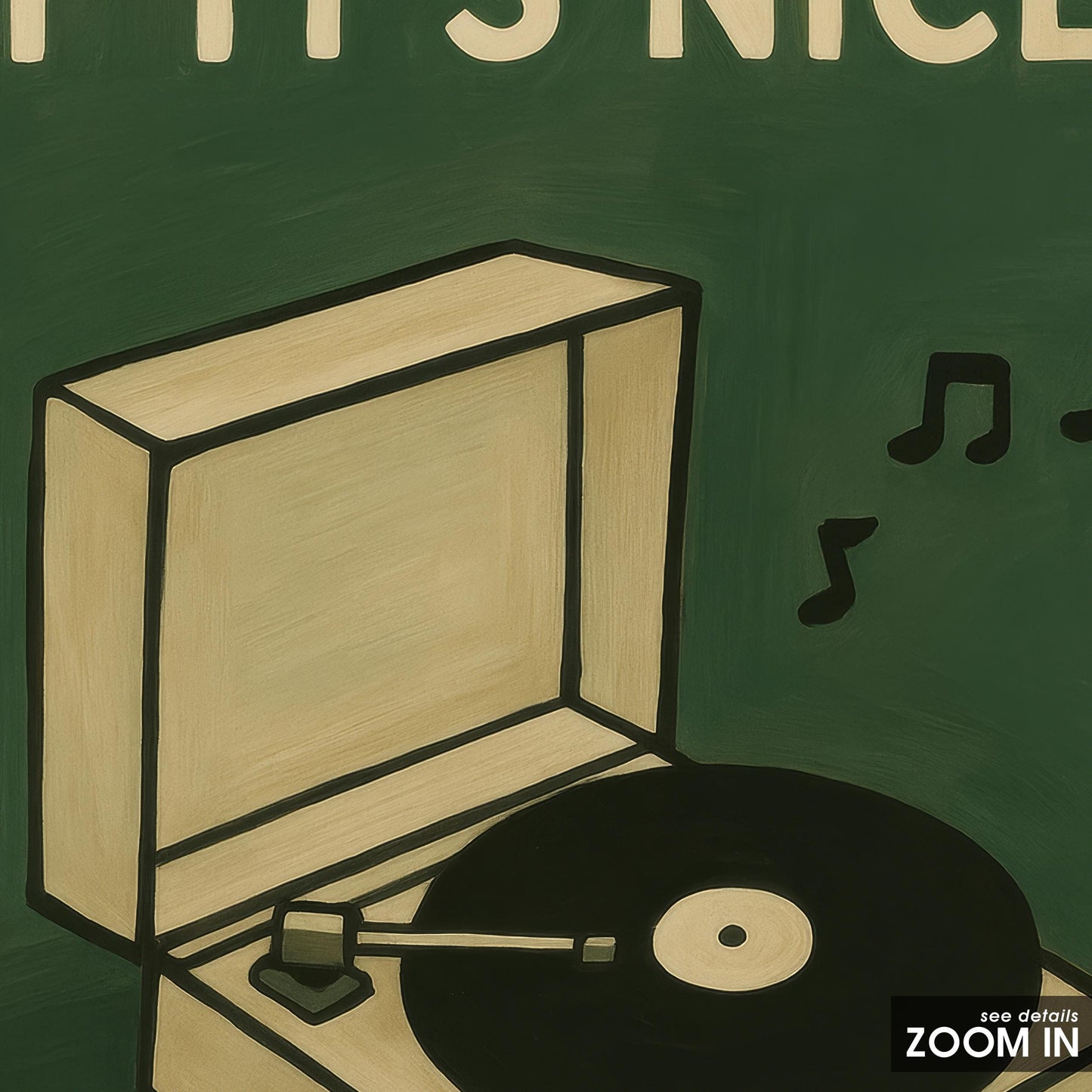 Retro Record Player Poster – Vinyl Wall Art With Bold Typography & Nostalgic Music Quote