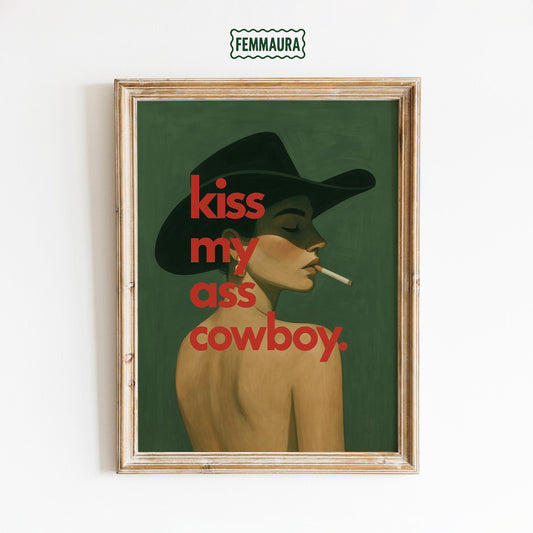 Western Wall Art – Feminine Rebel Print With Bold Typography And Moody Green Decor