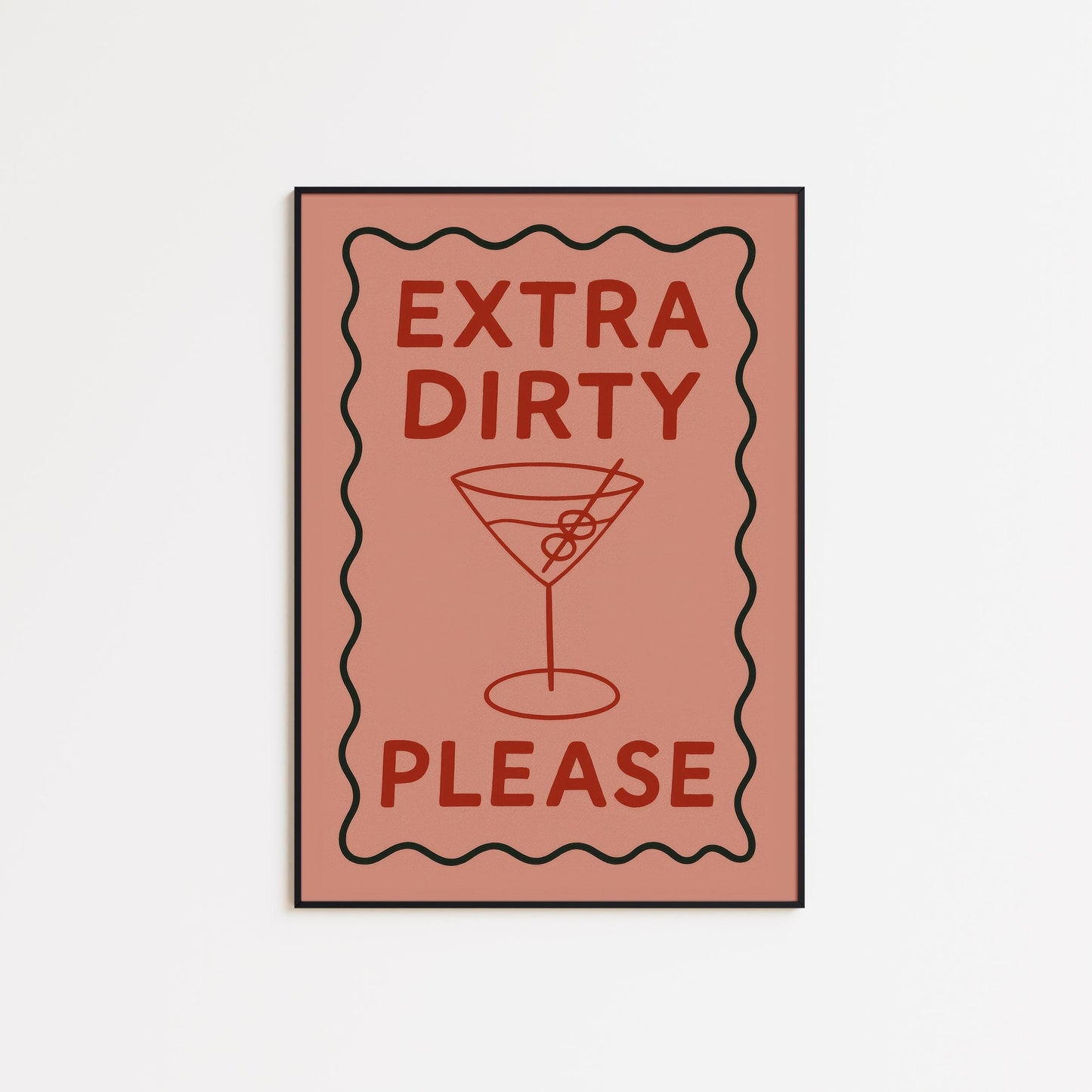 Sassy Cocktail Wall Art – Extra Dirty Martini Lover Poster With Bold Quote