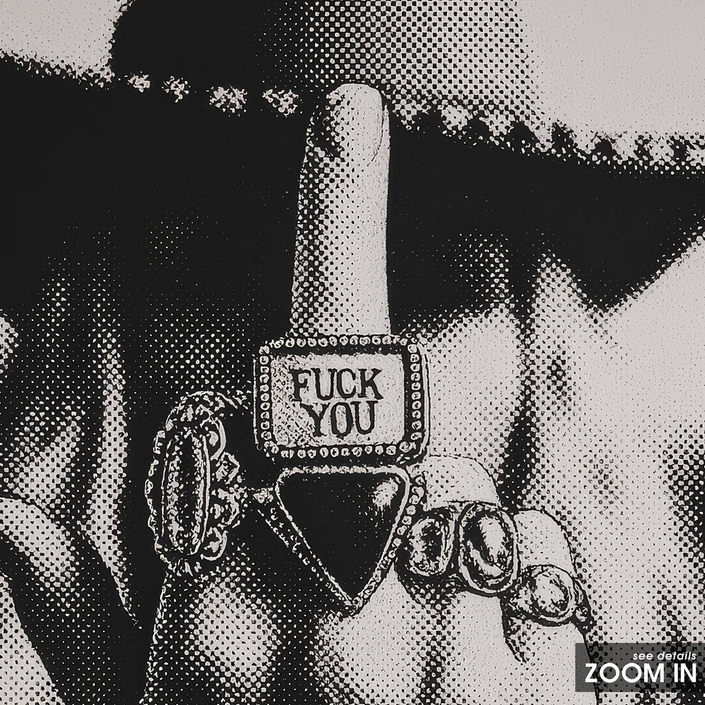 Rebel Cowgirl Finger Poster – Black and White Western Attitude Print