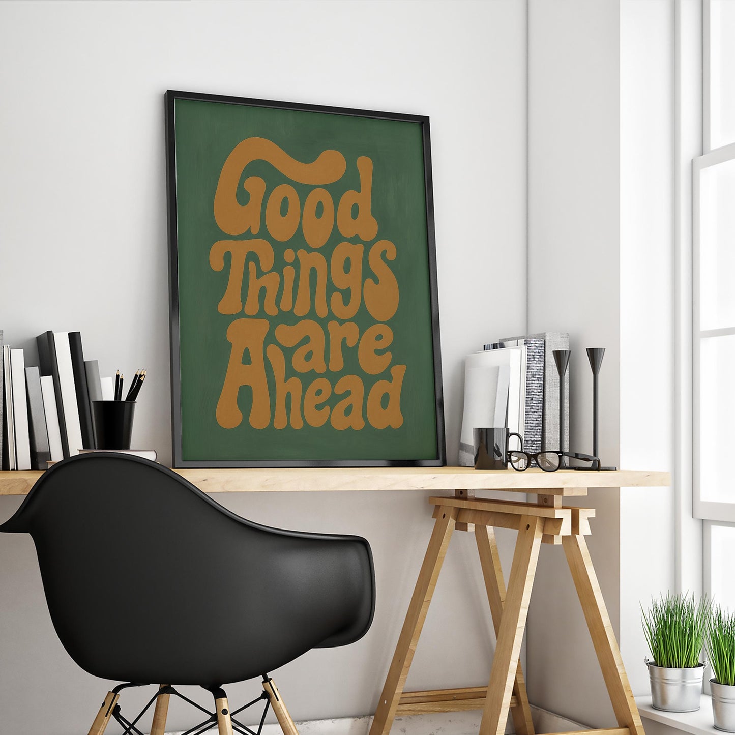 Retro Motivational Poster – Positive Wall Art With 70s Groovy Lettering & Earth Tone Decor