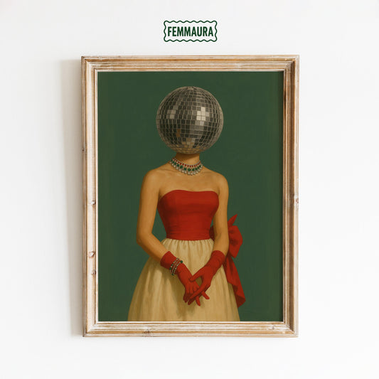 Disco Ball Art Print – Surreal Retro Party Poster With Bold Colors & Glamorous Vibe