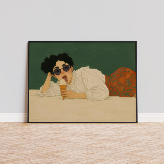 Queer Art Print – Retro Girl Print With Vintage Ice Cream & Feminine Wall Art