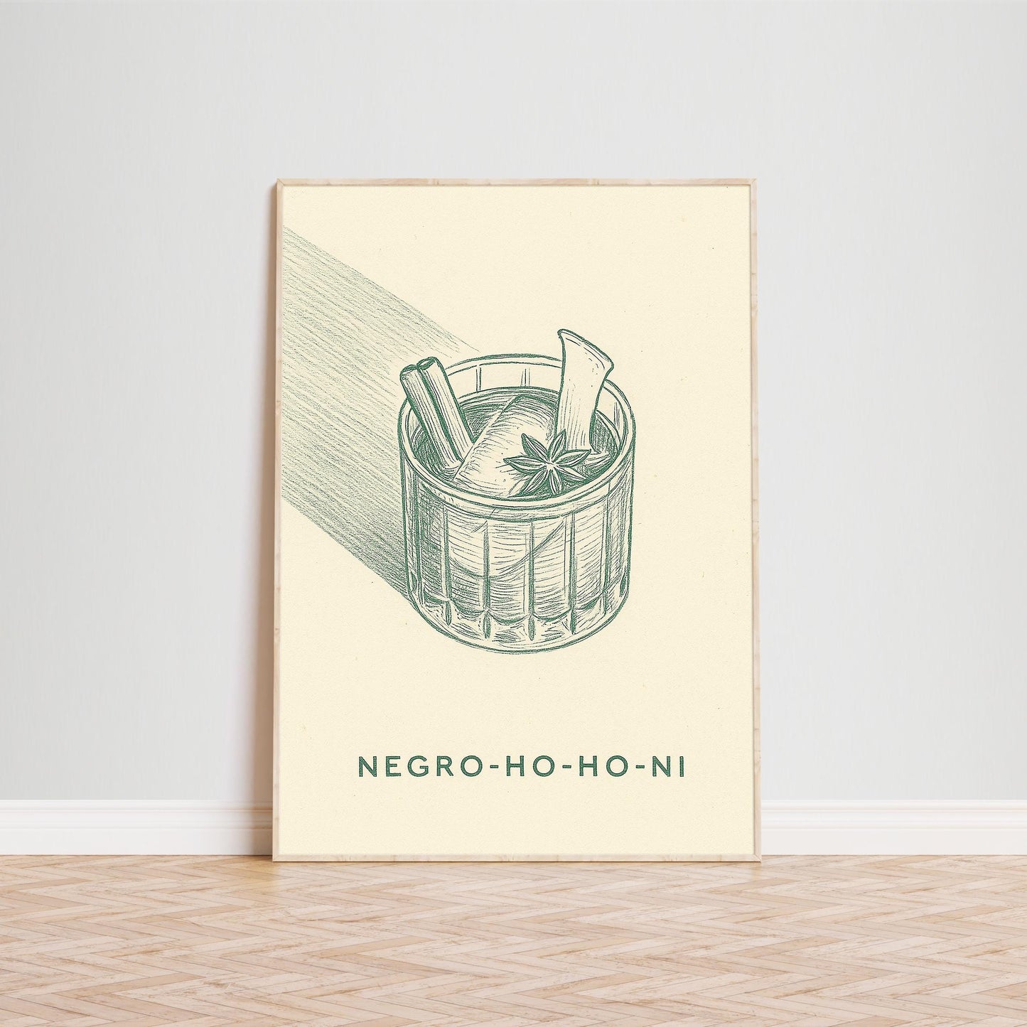 Holiday Negroni Poster – Vintage Cocktail Print | Festive Drink Art Decor