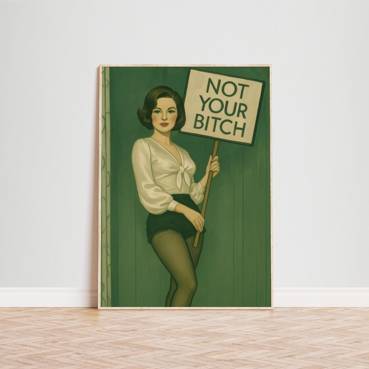 Feminist Protest Poster – Retro Wall Art With Bold Empowerment Print & Green Feminist Style