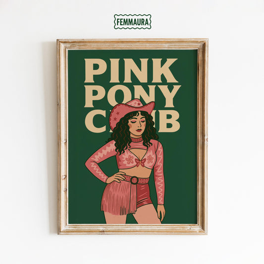 Queer Cowgirl Art Print – Pink Pony Club Retro Western Girl Poster