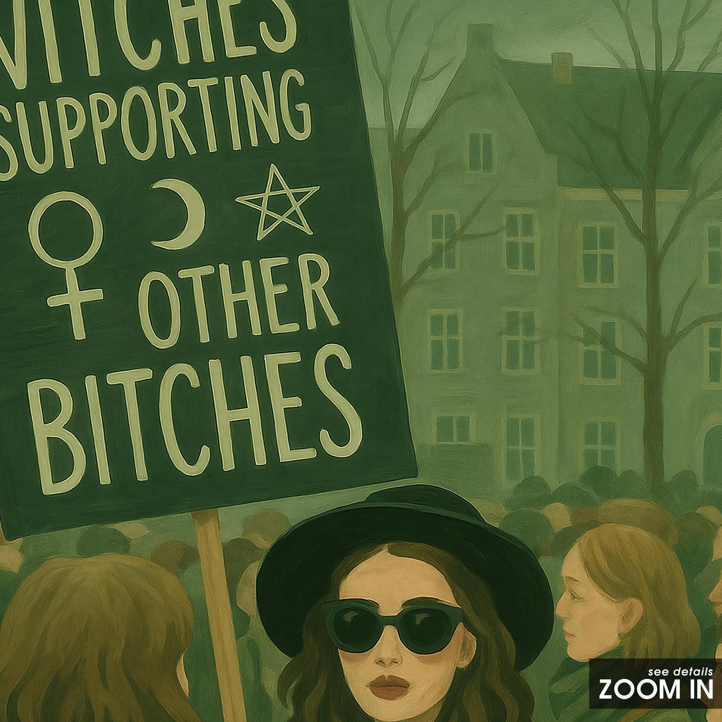Feminist Protest Poster – Bold Witch Wall Art | Green Witchy Home Decor