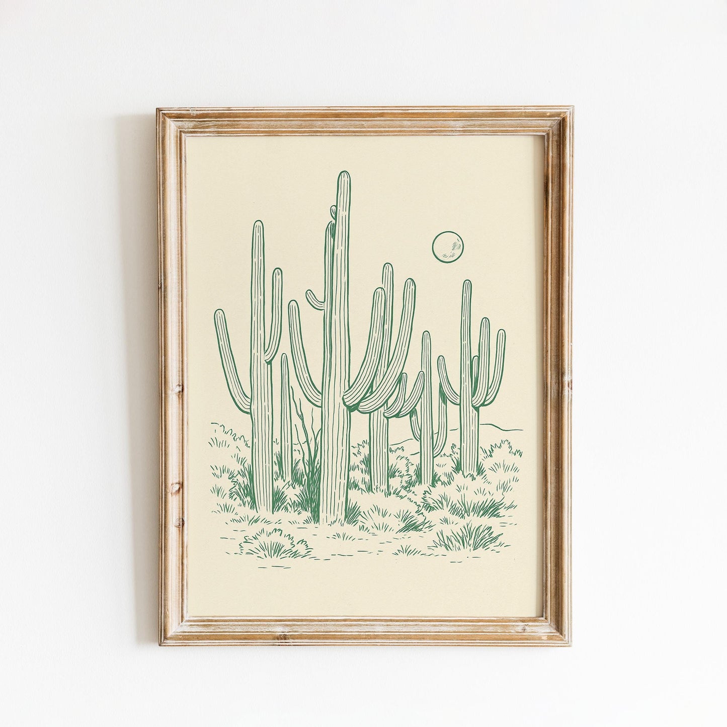 Desert Cactus Poster – Minimal Western Line Art Print, Femmaura Bold Series