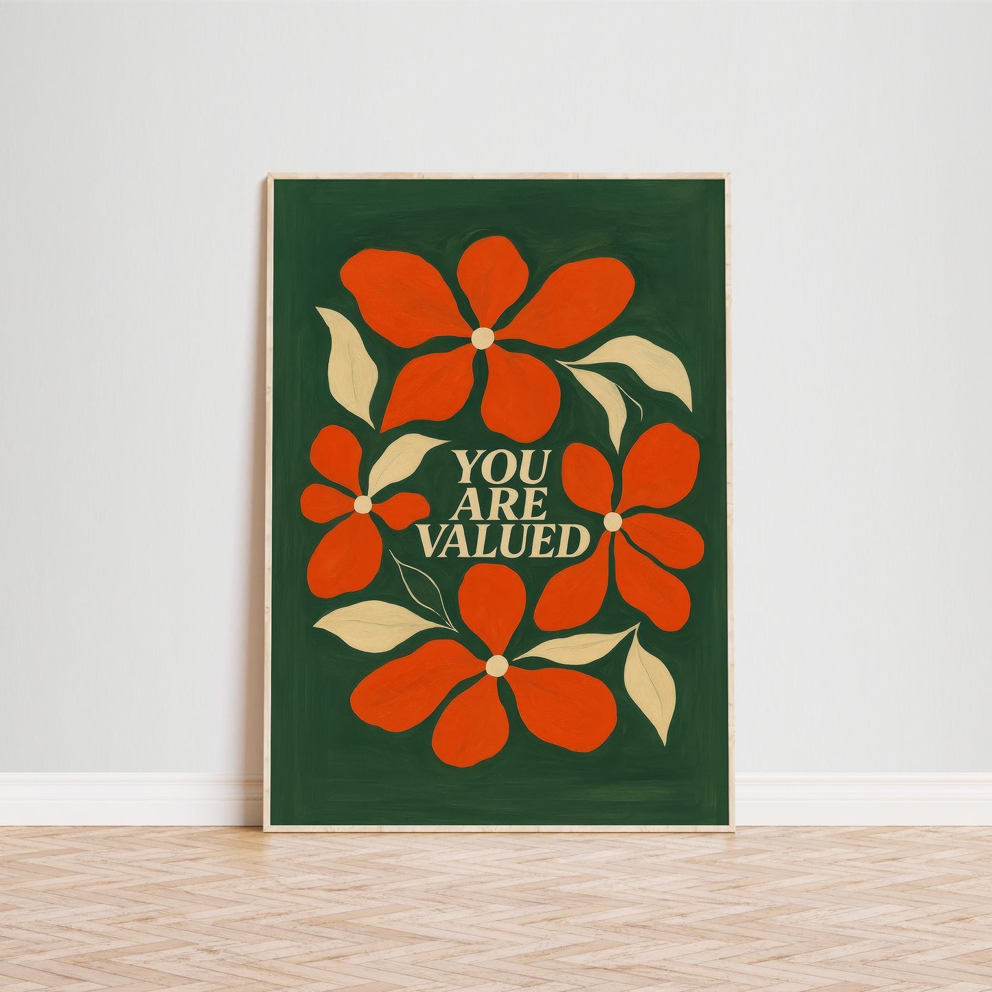 Motivational Wall Art – Floral Wall Decor With Positive Daily Affirmation Print