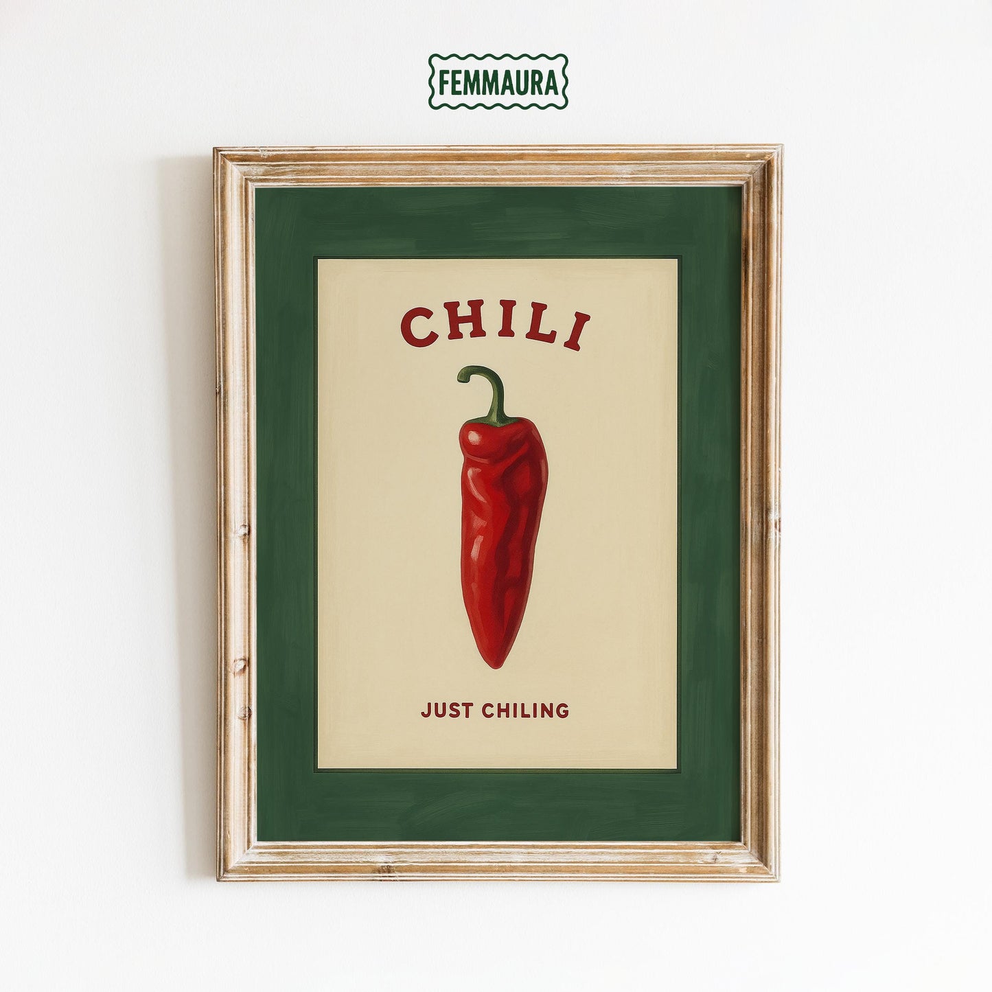 Vintage Kitchen Poster – Retro Wall Art Featuring Chili Pepper Print