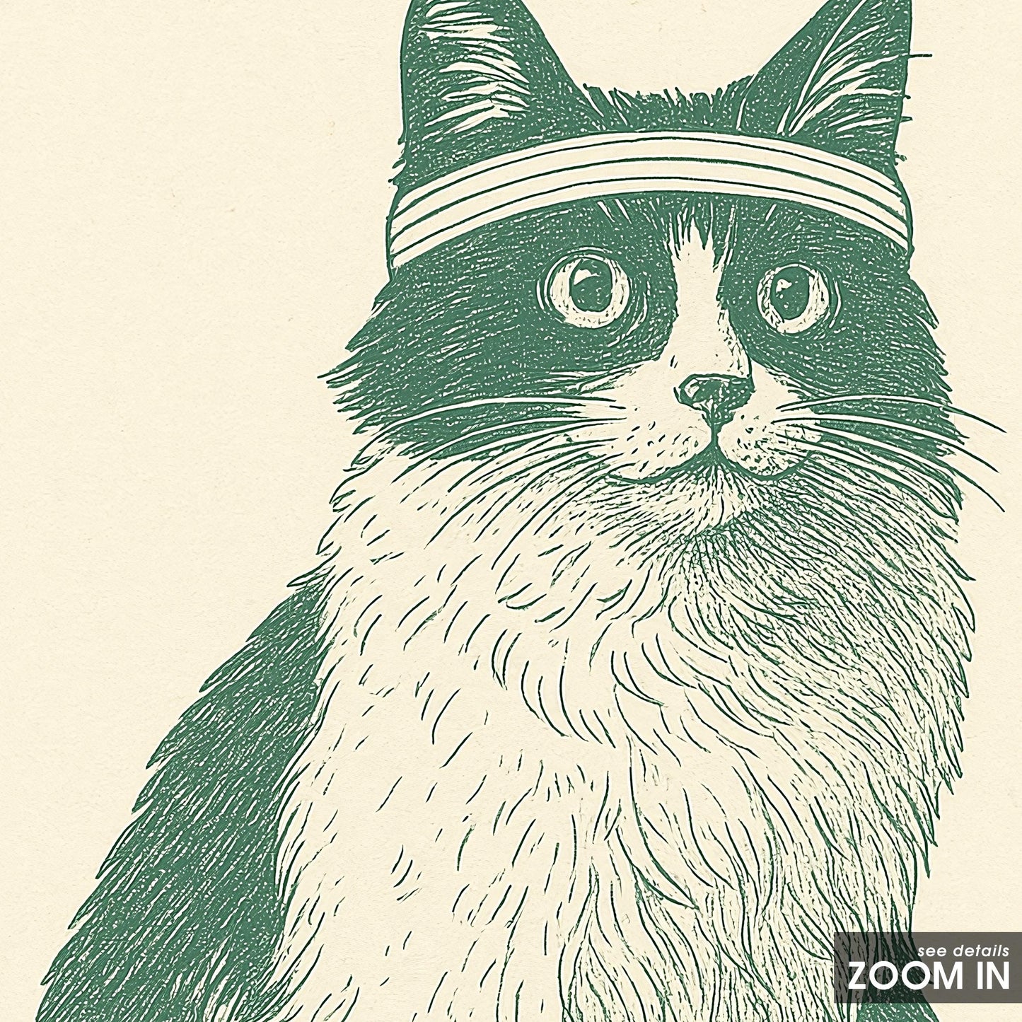 Tennis Cat Poster – Funny Vintage Animal Illustration, Sports Lover Wall Art