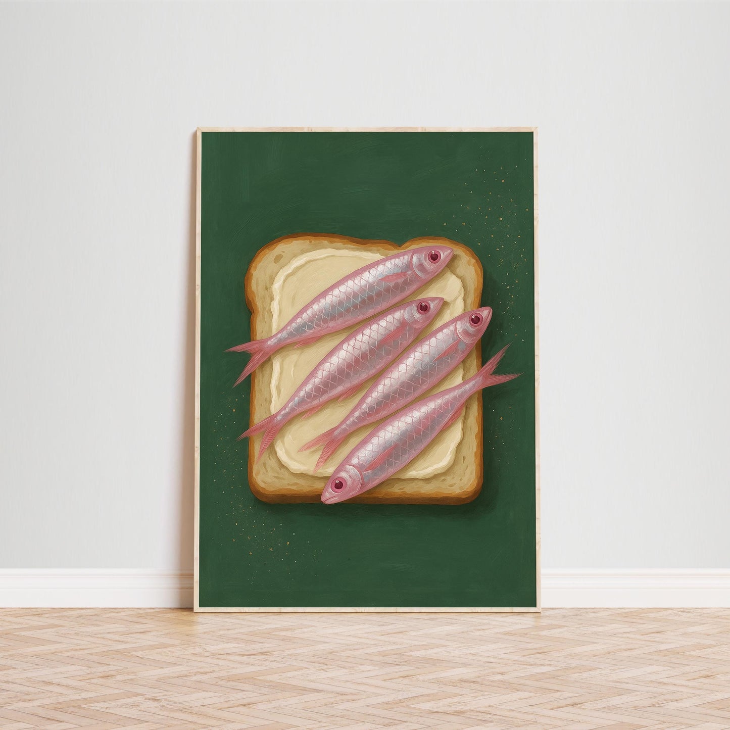 Retro Food Poster – Quirky Sardine Toast Pop Art Print for Kitchen Wall Decor