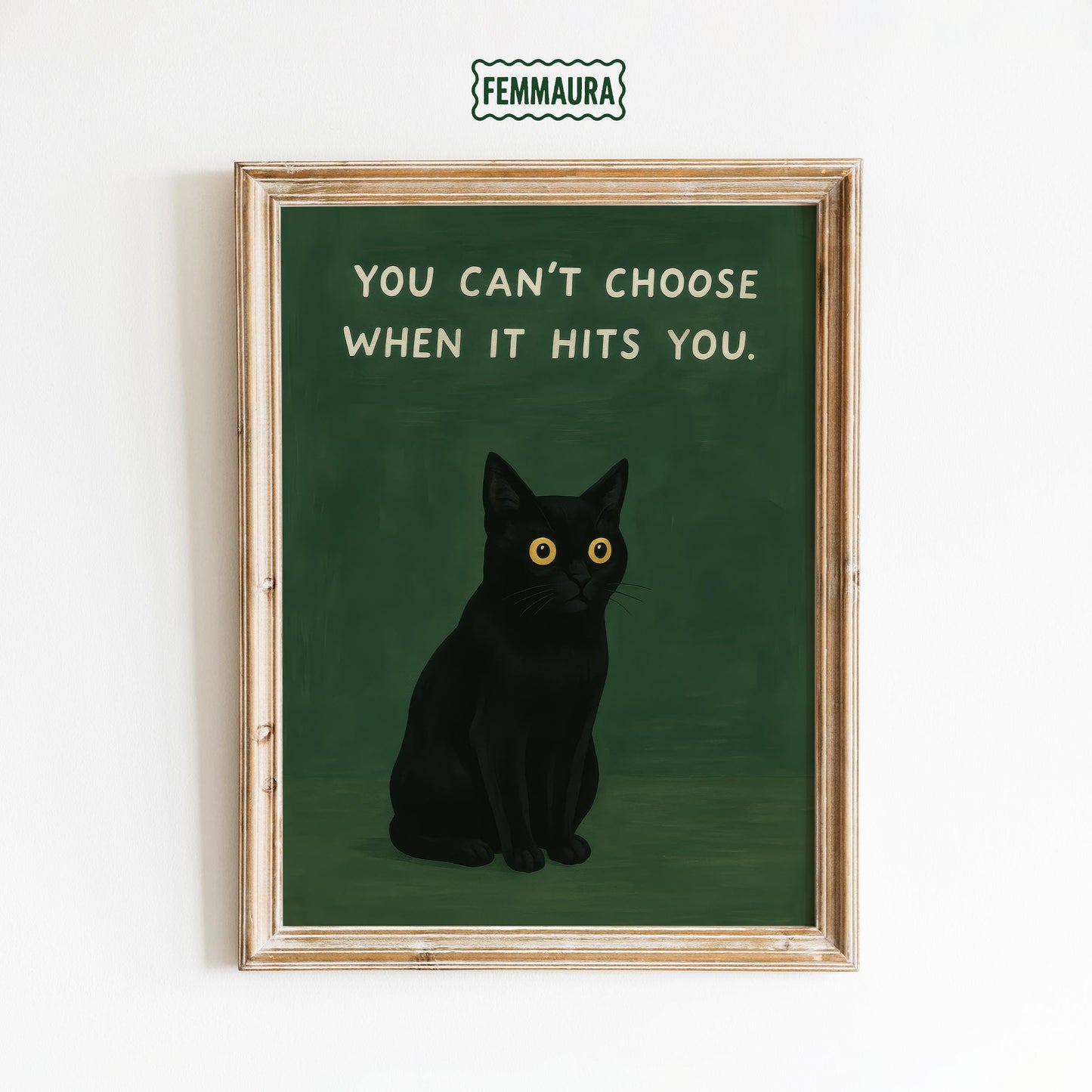 Black Cat Wall Art – Dark Academia Poster With Emotional Quote Print