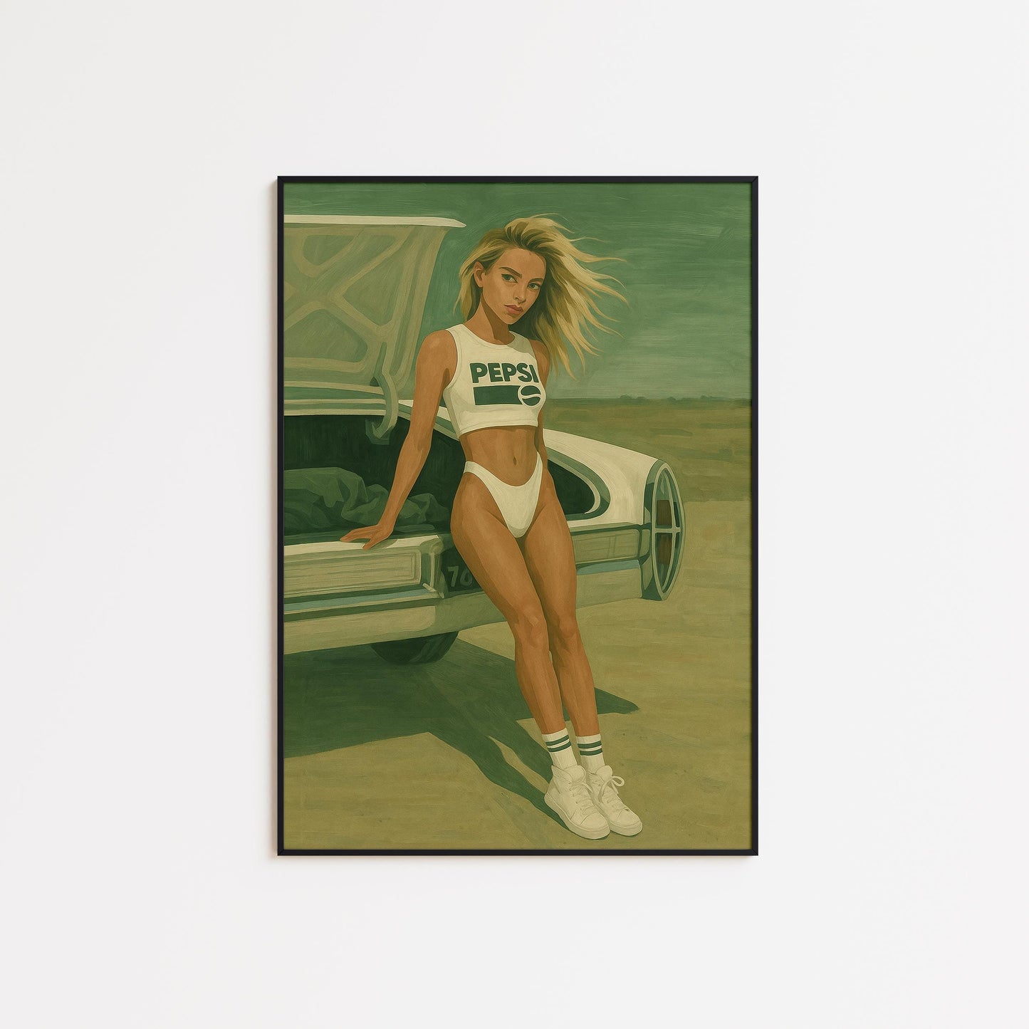 Retro Pepsi Poster – Vintage Wall Art | 70s Retro Print & Desert Car Artwork