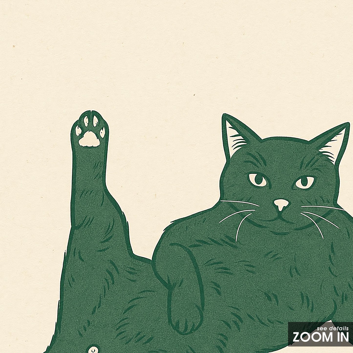 Playful Cat Poster – Funny Minimal Line Art Print