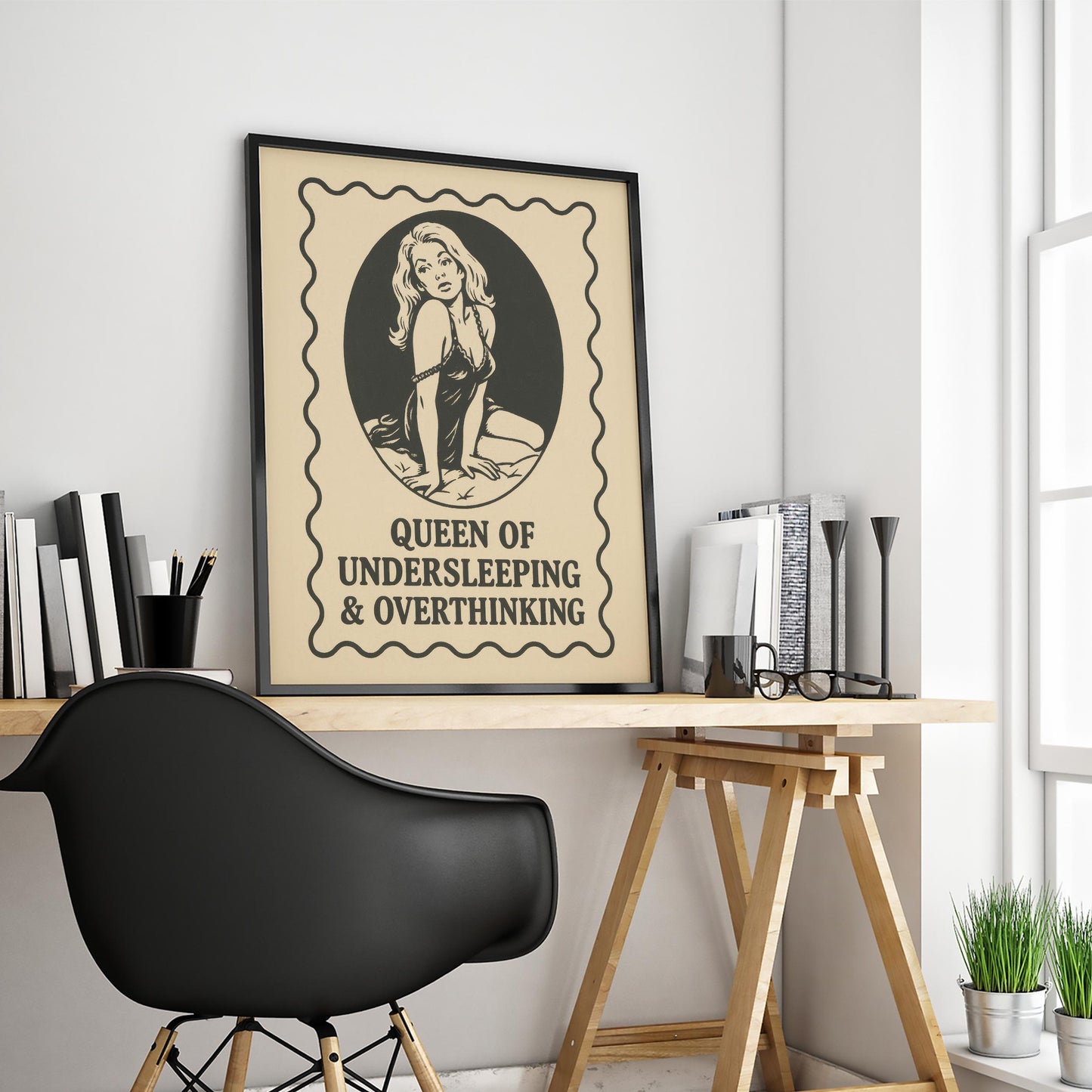 Monochrome Mental Health Poster – Retro Wall Art With Emotional Realism