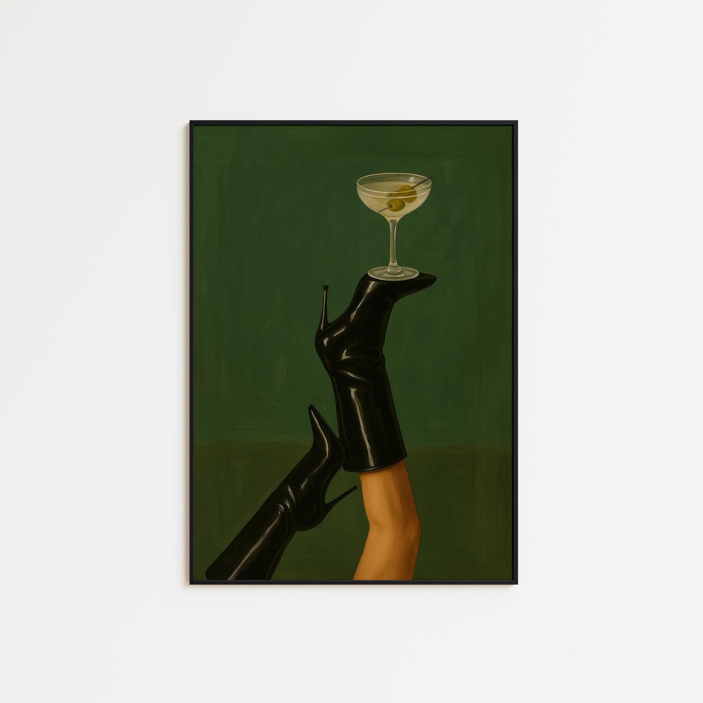 Feminine Cocktail Poster – Moody Wall Art | High Heel Print & Espresso Martini