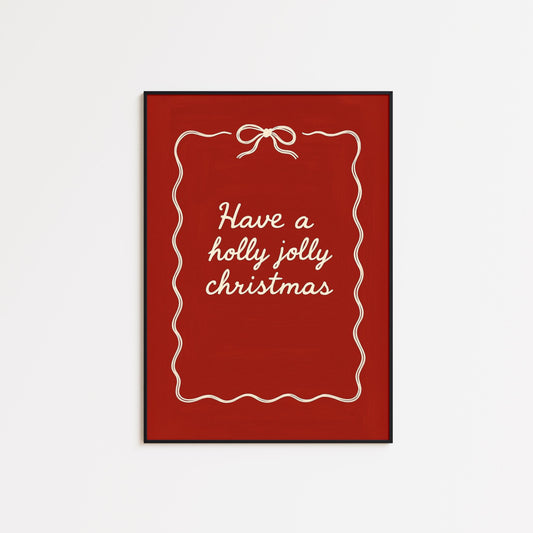Christmas Holiday Poster – Retro Red Holiday Decor With Elegant Typography