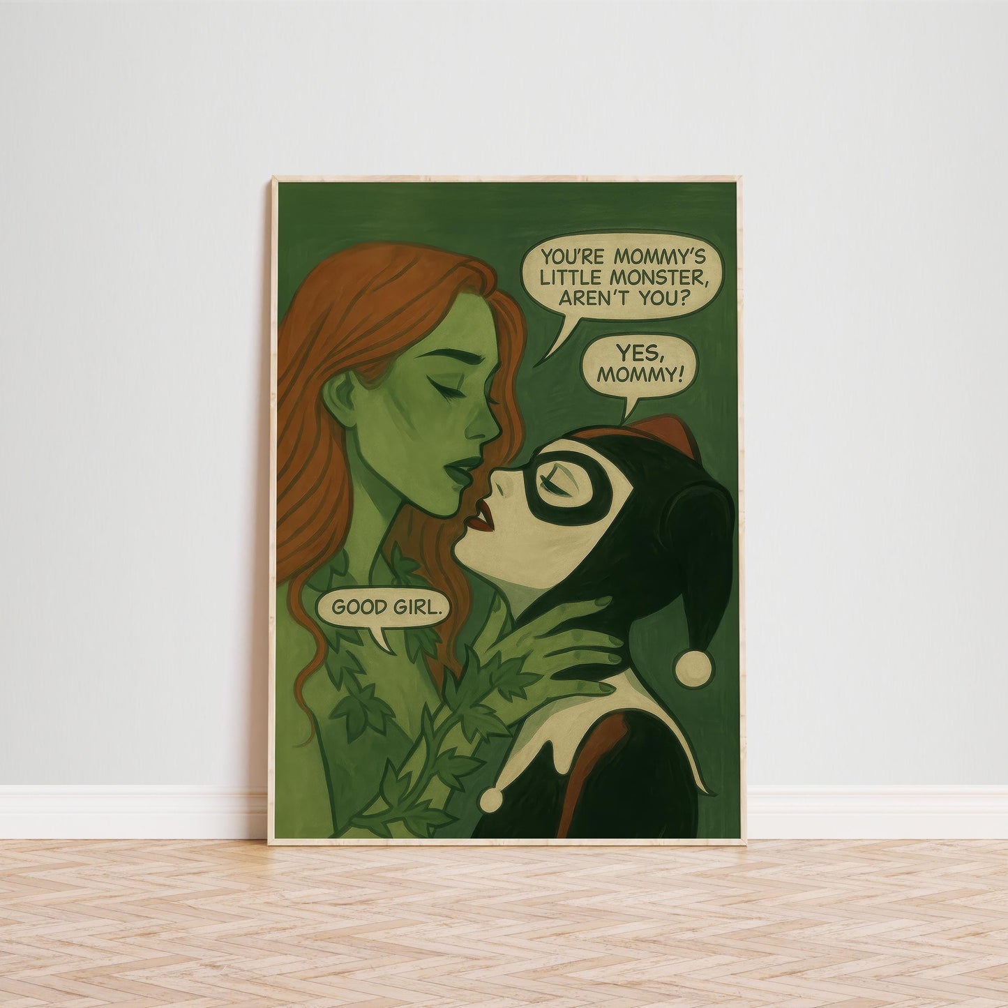 Poison Ivy Wall Art – Harley Quinn Print | Sapphic Comic Art, Bold Linework
