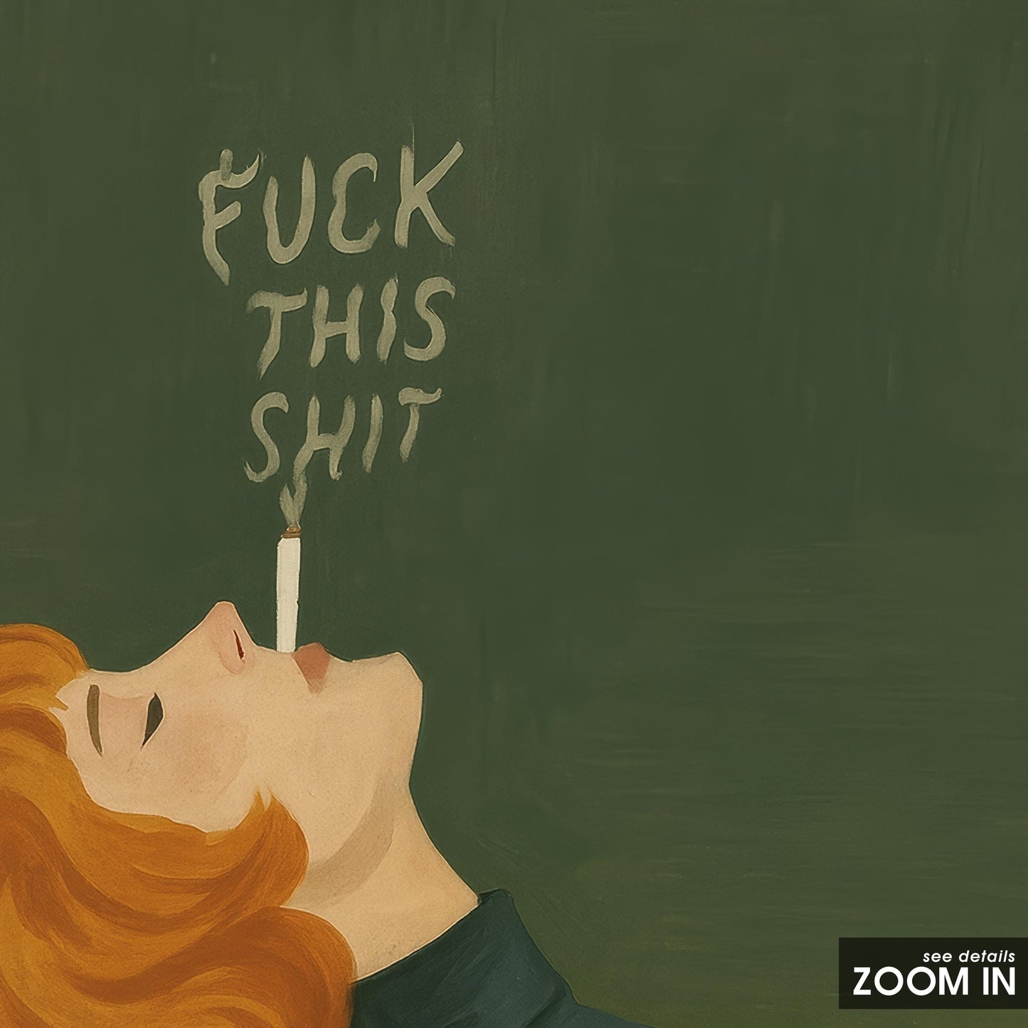 Retro Smoking Lady Art – Bold Redhead Poster | Feminist Quote Print