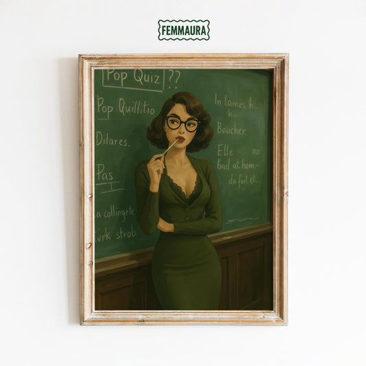 Sexy Teacher Wall Art – Retro Classroom Art | Femme Fatale Print Poster