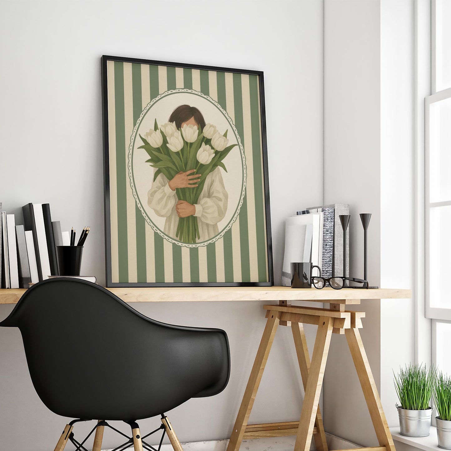 White Tulips Poster – Queer Wall Art With Soft Floral Romantic Palette