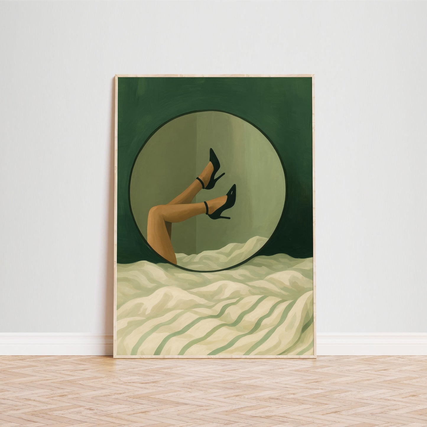 Seductive Wall Art – Mystery Mirror Print With Green Bedroom Poster