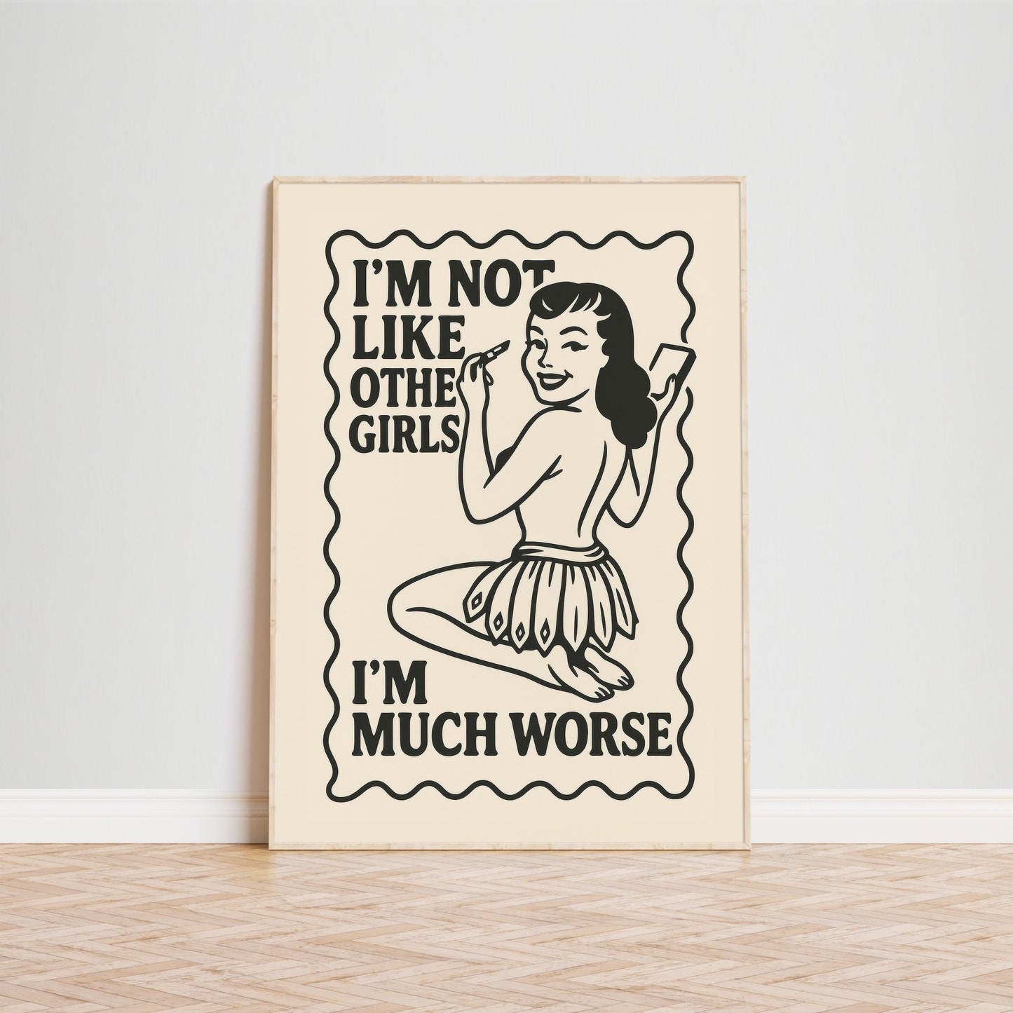 Funny Feminist Poster – Retro Quote Poster With Bold Femme Wall Art Print