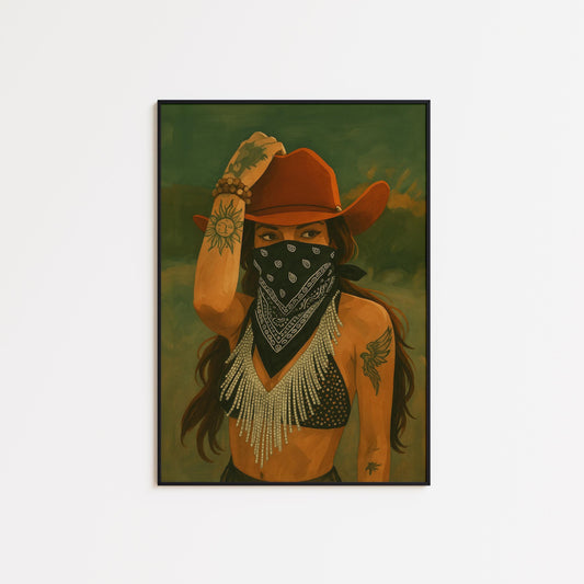 Cowgirl Outlaw Print – Bold Western Boho Art | Fierce Desert Wall Decor