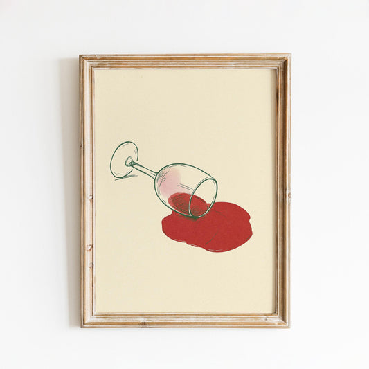 Spilled Wine Poster – Minimalist Red Wine Art Print