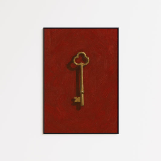 Golden Key Poster – Vintage Key Art | Minimalist Wall Decor Print